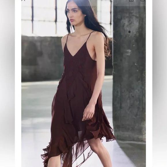 Zara ZW Collection Embroidered Asymmetric Dress - Picture 7 of 10